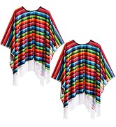 Frcctre 2 Pack Mexican Serape Poncho for Adults, Cinco De Mayo Serape Poncho Mexican Theme Party ...