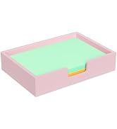 Rulyyo Acrylic Notepad Dispenser Organizer - 4 x 6 in Pink Sticky Note Holder W/O Pads Memo Holde...
