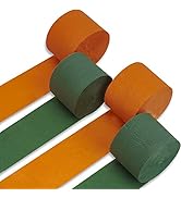 PartyWoo Crepe Paper Streamers 4 Rolls 328ft, Pack of Green and Orange Crepe Paper for Party Deco...