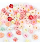 ATTGREAT Fake Flower Heads Mini Silk Flowrs Bulk Small Pink Flower 3D Loose Faux Daisy Rose Sunfl...