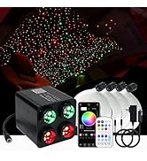 AKEPO 36W 4 Color Twinkle Fiber Optic Starlights Headliner Lights Kit, Optical Fibers Music Sync ...