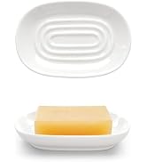 Aenfaiy Ceramic Soap Dish for Bath Sink- Modern White Bar Soap Holder for Shower - Easy to Clean ...