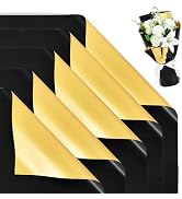 BEISHIDA 20Pcs Black and Gold Double Sided Floral Wrapping Paper Matte Waterproof Flower Bouquet ...