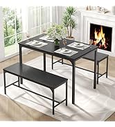 DUMOS Dining Table Set, Dining Table for 4 with Bench, Space-Saving Ideal 4-Person Set for Kitche...
