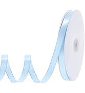 120 Yards Blue Ribbon 3/8 Inch Baby Blue Ribbon Thin Light Blue Satin Ribbons for Baby Shower Cra...