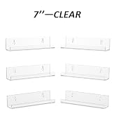 Hexsonhoma 7 Inch Clear Acrylic Record Shelf Set of 6, Record Wall Display, Vinyl Record Holder C...
