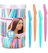Phyyixs 88 Pcs Eyebrow Razors & Face Razors for Women in Storage Jar – 4 Color Dermaplane Razor f...
