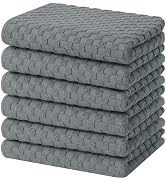 Homaxy 100% Cotton Terry Kitchen Towels(15" x 25", 6 Pack), Soft and Super Absorbent Dish Towels,...