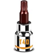 ZHAX T40 Torx Bit Socket 3/8 Inch Drive, Yellow Clear Embossed & Painted Mark Star Socket, Full P...