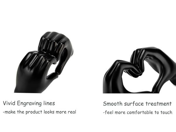 Black Heart Hand Statues Details