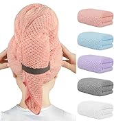 HOMEXCEL 5 Pack Large Microfiber Hair Towel Wrap for Women, Super Soft Hair Drying Towel, Fast Dr...