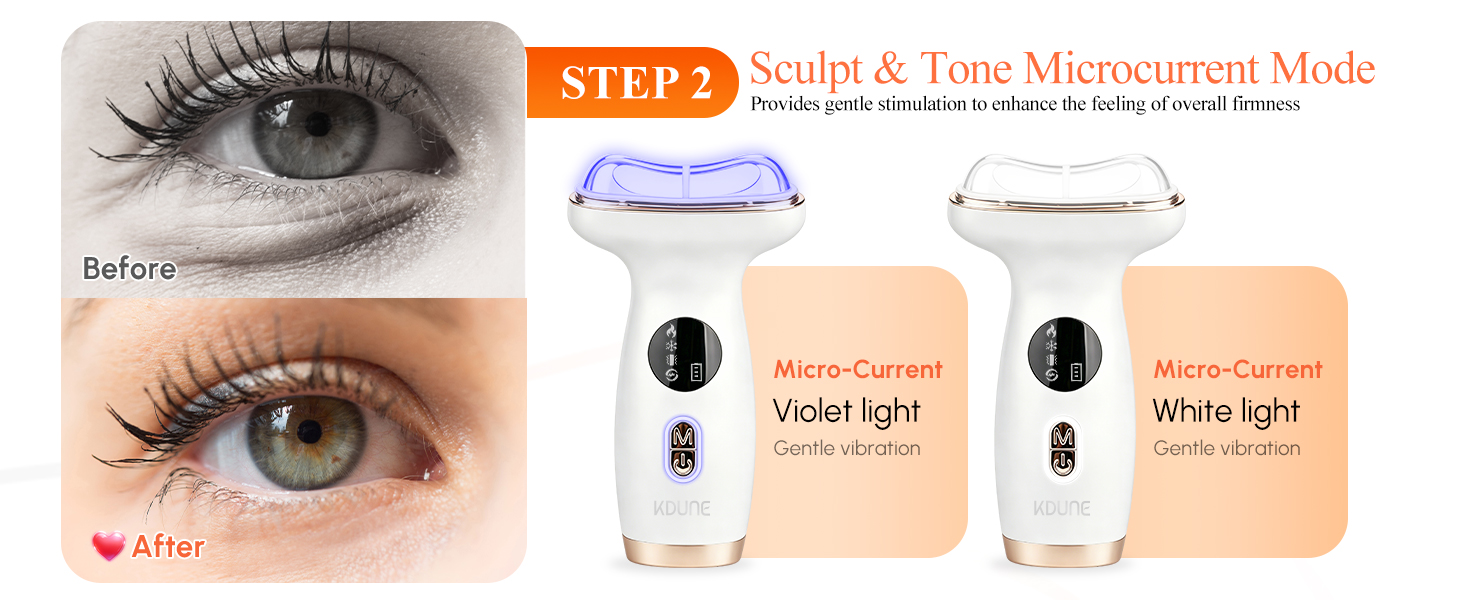 Microcurrent facial device sculpt tone violet light skin firming face sculpting gua sha tool