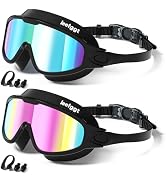 LEEIGGT Swim Goggles for Kids, Anti Fog UV Protection Leakproof Wide View Swimming Goggles Youth ...