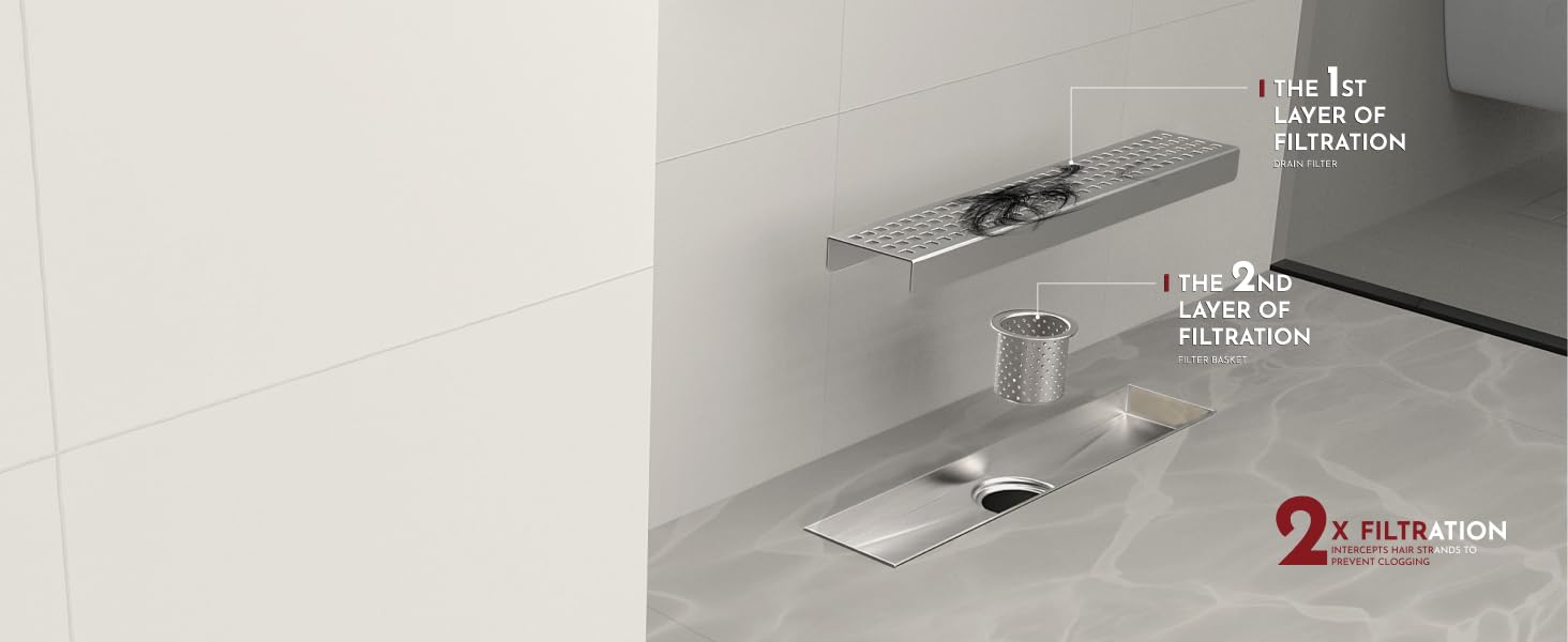 brushed linear shower drain