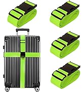 Luggage Straps for Suitcases TSA Approved Travel Belt 4 Pack by Chelmon(Green)