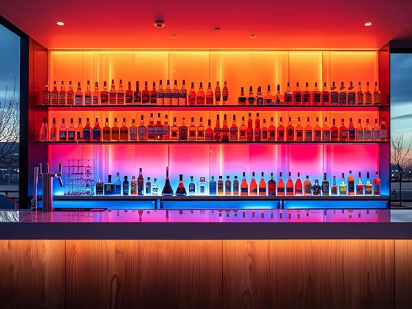 UVTaoYuan colorful neon lights with wine bar counter family commercial photography