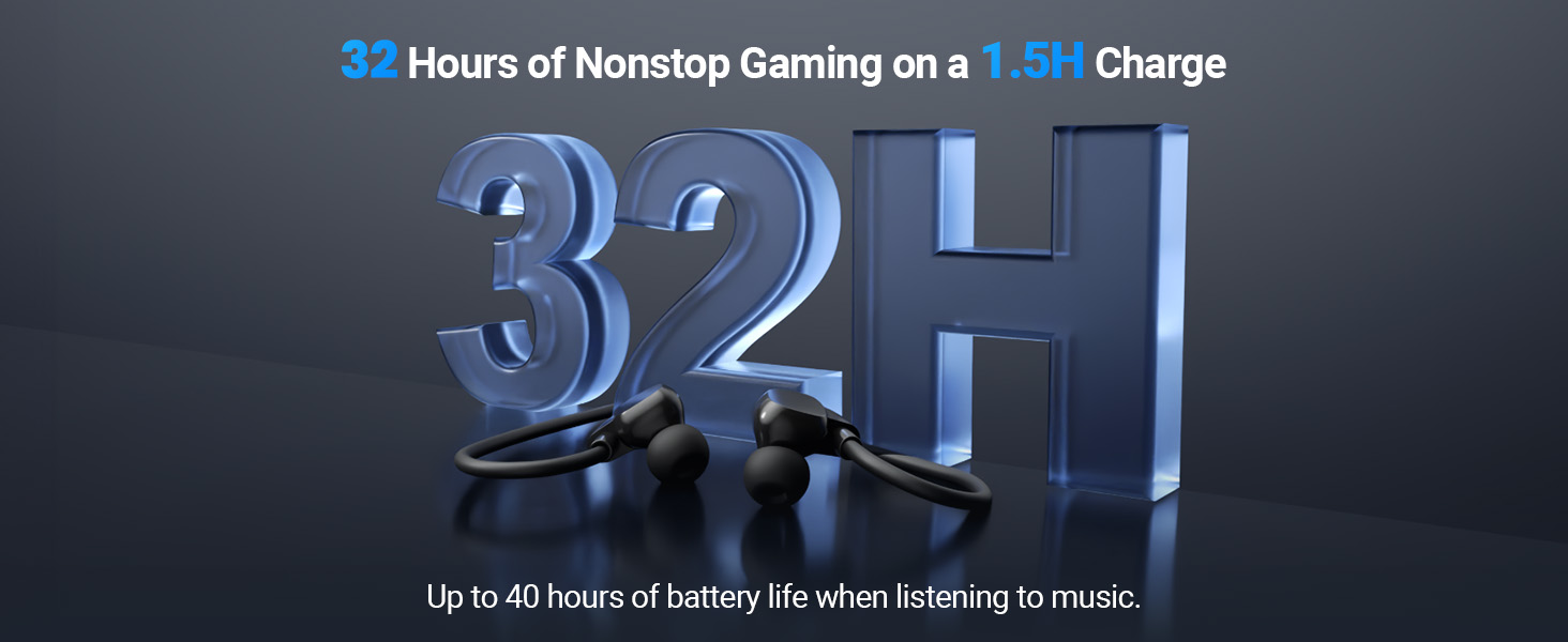 32 hours long battery life usb wireless headphones bluetooth computer game gamer