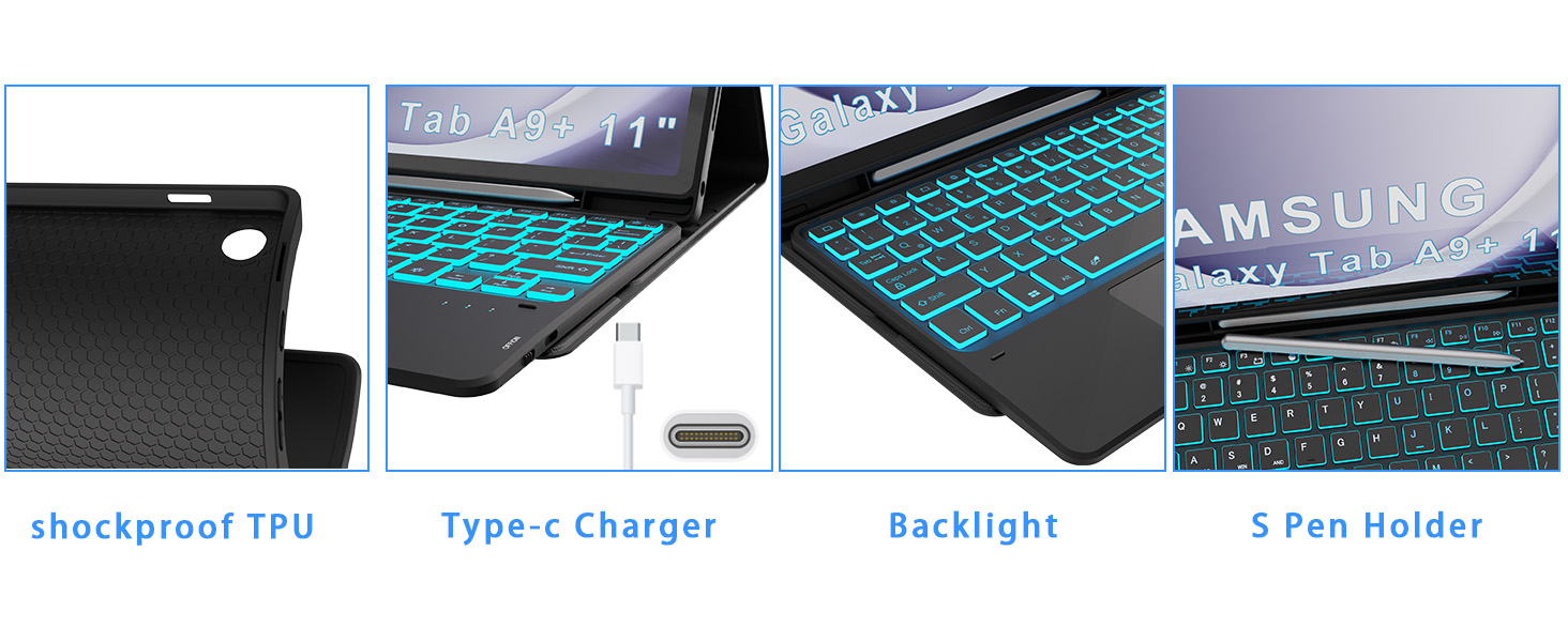 tab a9+ case with keyboard
