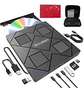 GODBPNYMU External CD Drive: an 8-in-1 DVD Player for Laptop Featuring USB*2 /C*2,TF/SD Card Read...