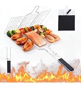 Fish Grill Basket, Folding Stainless Steel Fish Grilling Rack for Grill, Outdoor Camping BBQ Gril...