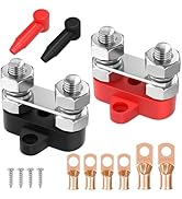 Joinfworld Bus Bar 12V 250A Power Distribution Block Dual 3/8" Studs Marine Battery Bus Bar Junct...