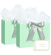 JMANNI Gift Bags, 2Pcs Paper Gift Bag with 4 Tissue Papers and 2 Cards, Present Bags with Handles...