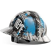 LANON Full Brim Hard Hat, OSHA Construction Work Approved, Blue Pattern Design, FRP Safety Helmet...