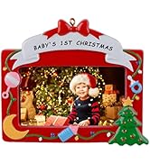 MAXORA Baby's First Christmas Photo Ornament 2022 - Personalized Red Picture Frame Christmas Orna...