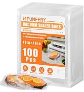FUNFERY Precut Vacuum Sealer Bags for Food, 100 Gallon 11" x 16", Food Long-Term Storage and Sous...