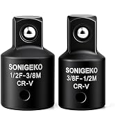 SONIGEKO 2-Piece Impact Socket Adapter and Reducer Set | 3/8"Female to 1/2” Male Adapter, 1/2" Fe...