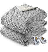 CAROMIO Heated Blanket Queen Size with LCD Dual Controller, Waffle Weave Fast Heating Electric Bl...