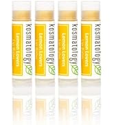 Kosmatology Organic Lemon Sage Lip Balm - Lemon Lovers 4 Pack | Beeswax Free | Vegan | 100% Natur...
