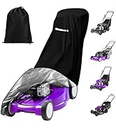 Lawn Mower Cover, Universal Fit Push Mower Cover for Outdoor Waterproof UV Protection with Drawst...