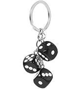 Kichvoe Dice Keychain: Dice Cube Key Chain Black Dice Amulet Keyring Bag Purse Wallet Cellphone C...