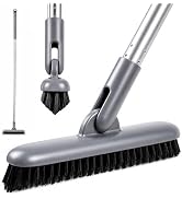 DSV Standard Grout Scrub Brush with Long Handle, 50'' Tile Grout Scrubber, V-Shape Crevice Cleani...