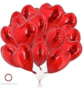 TONIFUL 30Pcs 18 Inch Red Heart Balloons Valentine’s Day Heart Shape Foil Mylar Balloons Decorati...
