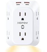 Outlet Extender, Night Light, 6AC&2A2C, ETL, 1050J, Outlet with USB Ports | Flat outlet extender,...