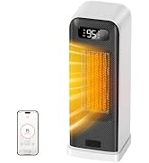 FLANUR Space Heater for Indoor Use, 1500W Smart Electric Heater, White | 15.5 Inch Portable Heate...