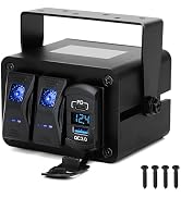 ULITECO 2 Gang Waterproof Aluminum Rocker Switch Box, 12-24V SPST ON/Off Toggle Switch Box with P...