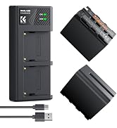 K&F CONCEPT 2 Pack NP-F970 Battery and Dual Battery Charger Compatible with Sony NP-F970 NP-F960,...