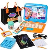 Cleboen Pretend Play Home Office Set for Kids — Toy Laptop Computer, LCD Writing Tablet, Pop Fidg...