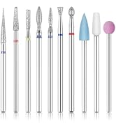 MEKK 10Pcs Diamond Nail Drill Bits Set - 3/32" Shank for E-Fil | for cuticle, acrylic, gel & natu...