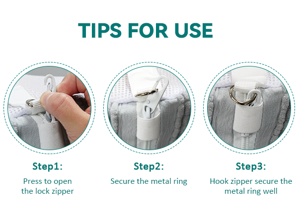 shoe washing bag with hook zipper design