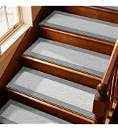 Stair Treads for Wooden Steps Indoor, Non Slip Carpet Stair Treads 9x28 in, Soft Polyester Stair ...
