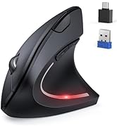 TECKNET Ergonomic Mouse, Jiggler Bluetooth Wireless Vertical Mouse, 4800 DPI Silent Mouse with 6 ...