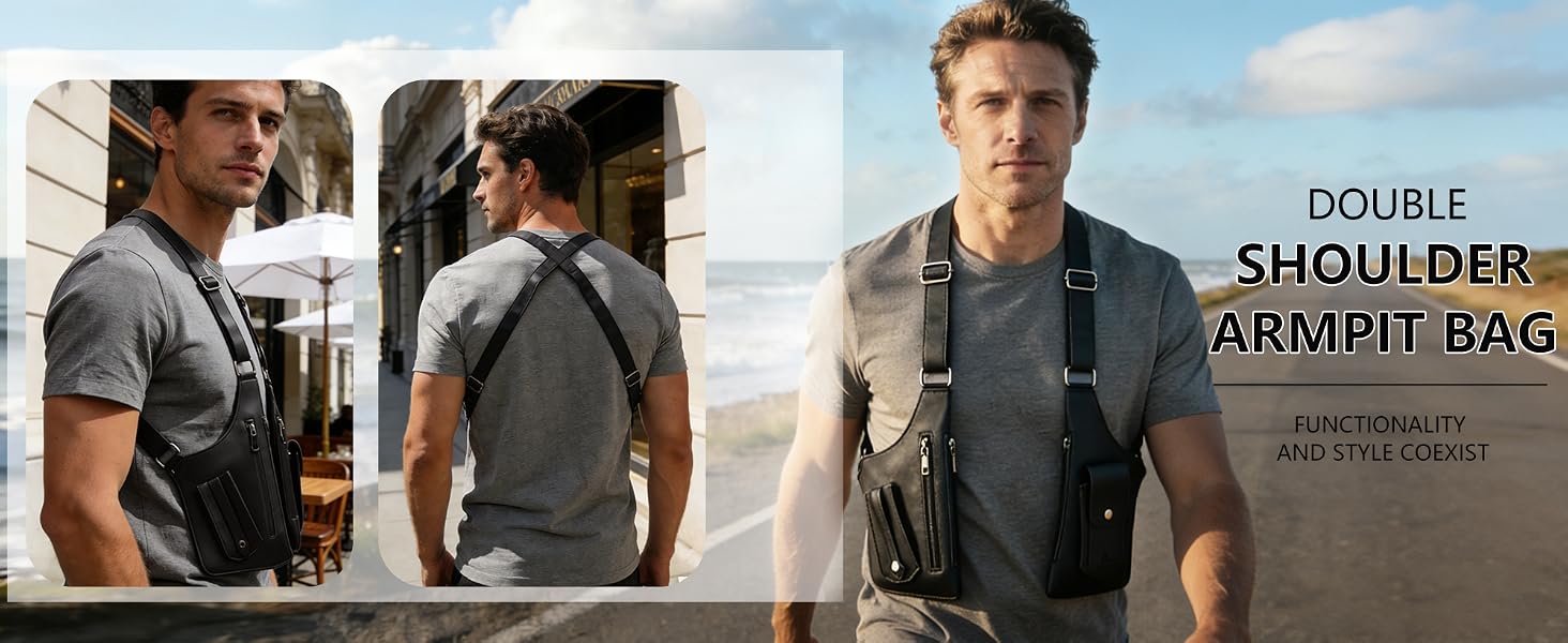 Double Shoulder Armpit Bag for Men