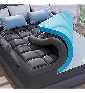 ELEMUSE Dual Layer 3 Inch Memory Foam Mattress Topper Queen, 2 Inch Cooling Gel Memory Foam Plus ...