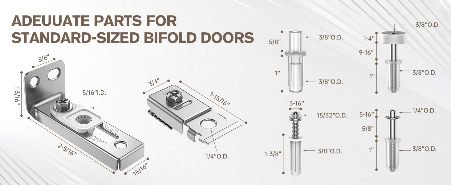 Folding Pocket Door Replacement Parts Set Include Top Bottom Pivots Bracket and Guide Wheel