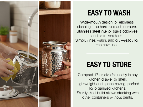 stainless steel ghee container ghee storage container salt jar with spoon ghee pot with spoon