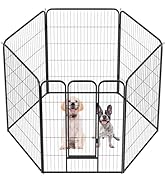 FDW Dog Playpen Dog Pen Dog Kennel 6 Panels 40 Inch Height Indoor Outdoor Folding Metal Portable ...